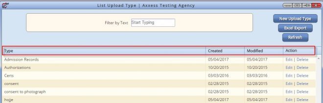 List Upload Type