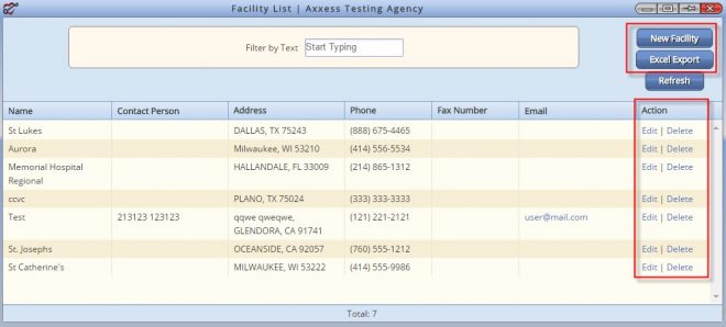 Facility List