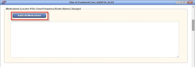 Plan of Care Add Medications