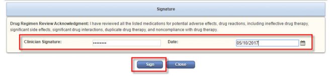 Sign Medication Profile