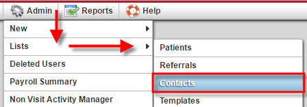 Admin Lists Contacts