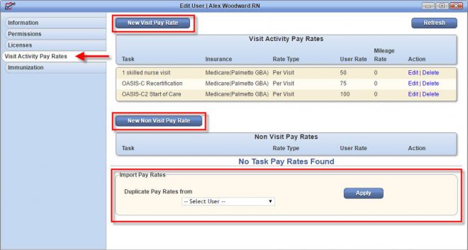 Visit Activity Pay Rate