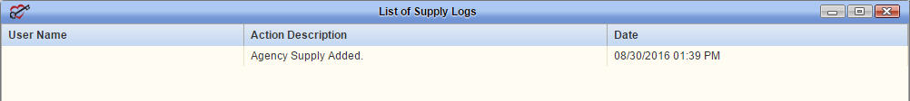 List of Supply Logs