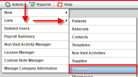 Admin Lists Hospitals
