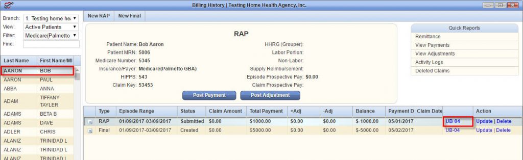 Billing History