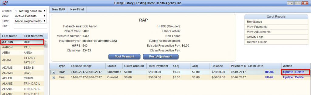 Billing History