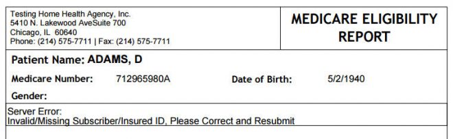 Medicare Eligibility Report