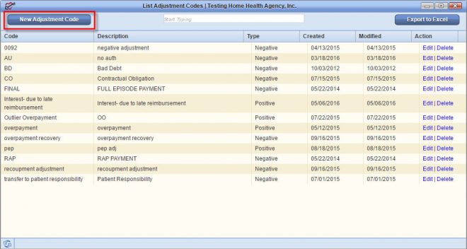 New Adjustment Code