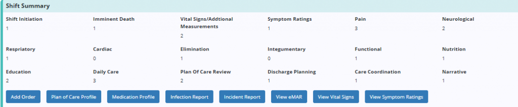 General Inpatient and Continuous Care Shift Notes in Axxess Hospice