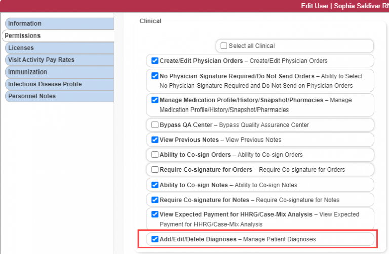 Updates to Diagnosis Codes in Patient Chart in Axxess Home Health