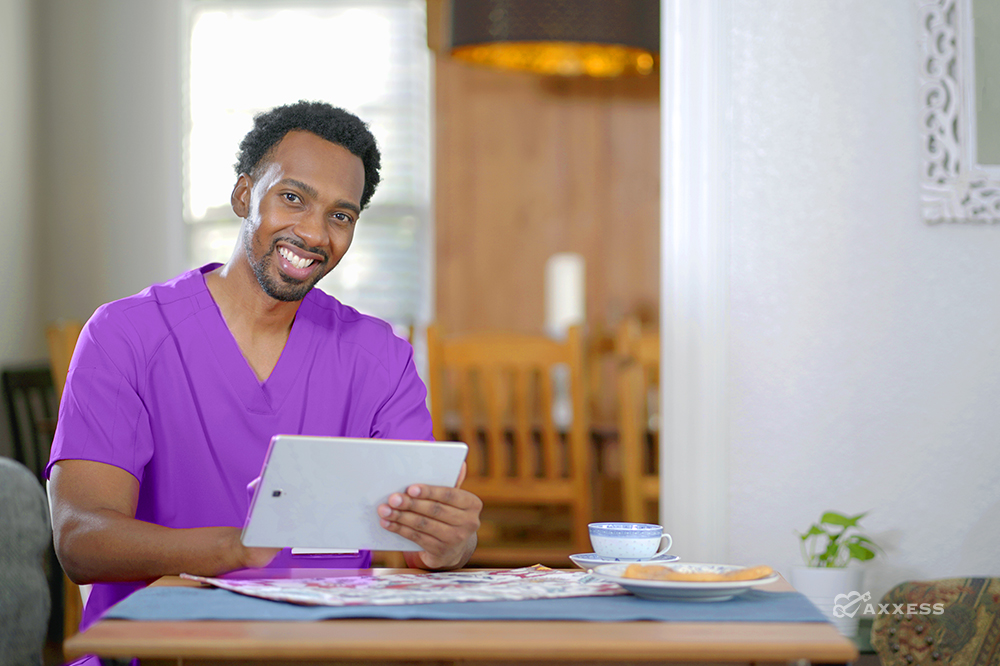 nurse using hospice software