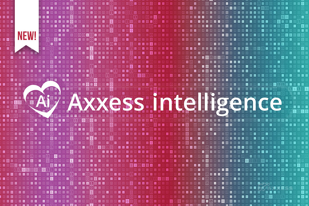 The Axxess intelligence logo over a colored gradient background