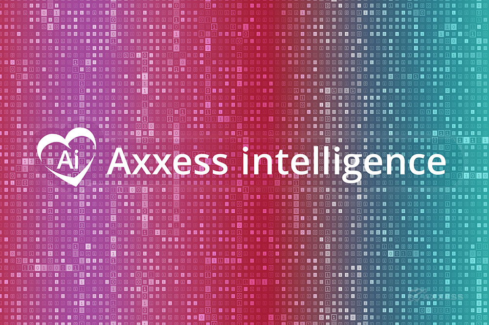 The Axxess intelligence logo over a colored gradient background
